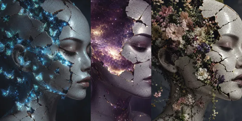 Fractured Porcelain Soul Portraits generated by undefined