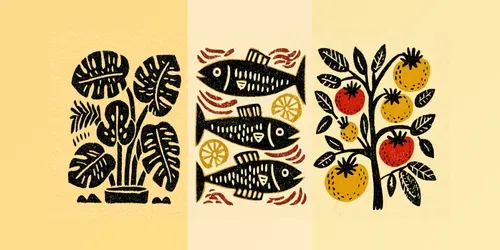 Bold Block Print Pattern Art generated by midjourney