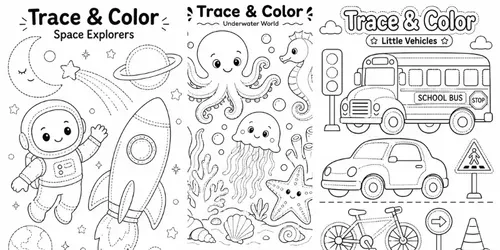 Trace Color Creative Worksheet Kits generated by chatgpt-image