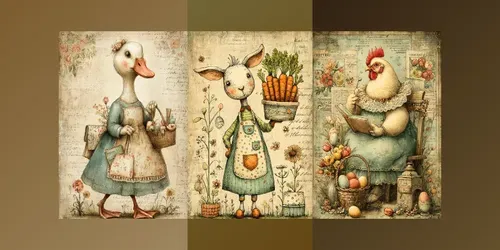 Whimsical Easter Journal Illustrations generated by midjourney