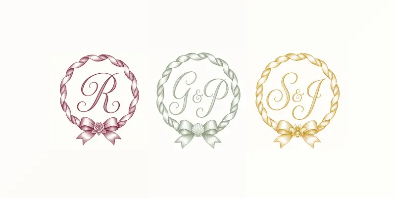 Elegant Ribbon Bow Monogram Wreaths generated by undefined