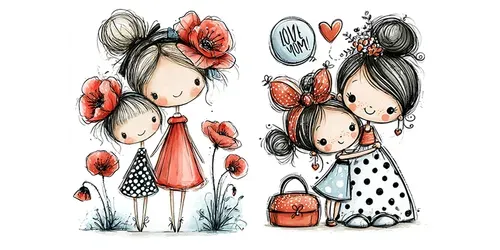 Whimsical Mothers Day Kid Clipart generated by midjourney
