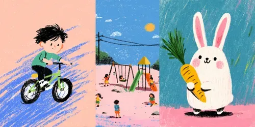 Crayon Kids Illustration Scene Style generated by midjourney