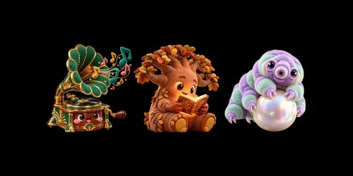 Tactile Fuzzy Mascot Toy Art Assets generated by chatgpt-image