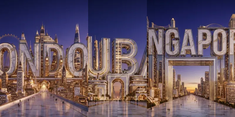 Cinematic Luxury City 3D Typographies generated by undefined