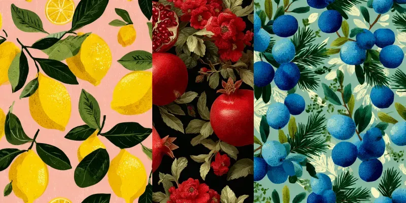Fruit Veggie Seamless Repeat Patterns