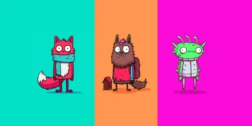 Quirky Cartoon Characters Illustrations generated by midjourney