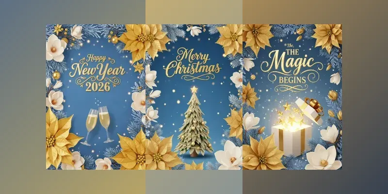 Royal Blue Christmas New Year Posters generated by undefined