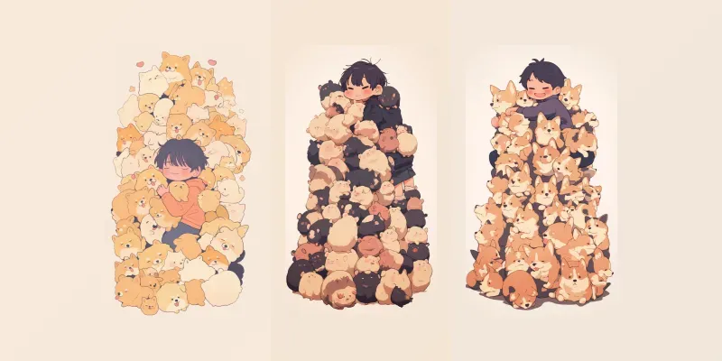 Kawaii Animal Pile Chibi Posters generated by undefined