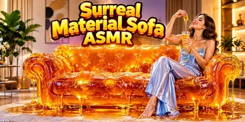 Surreal Material Sofas ASMR generated by grok-video