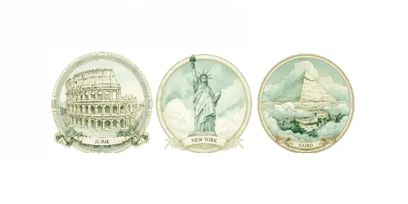 Vintage Travel Landmark Prints generated by undefined