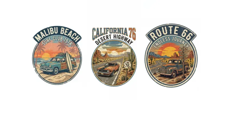 70s Retro Vertical Desert Tshirt Logos generated by undefined