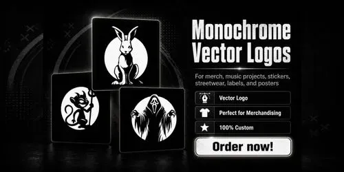 Monochrome Vector Logos generated by midjourney