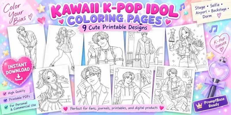 Kawaii Kpop Idol Coloring Book Pages Pro