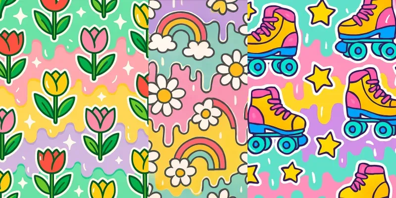 Groovy Retro Cute Seamless Patterns generated by undefined