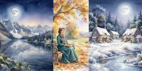 Timeless Watercolor Nature Sceneries generated by gemini-image