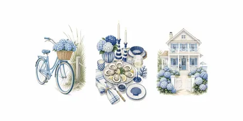 Hamptons Holiday Blue Naive Art Clipart generated by chatgpt-image