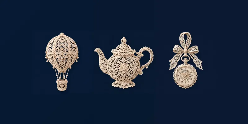 Intricate Handdrawn Cotton Lace Cliparts