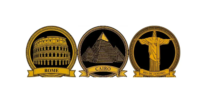 Luxury Gold Landmark Badge Emblems generated by undefined
