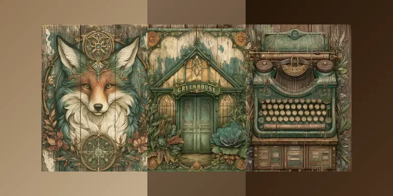 Vintage Greenhouse Junk Journal Pages generated by undefined