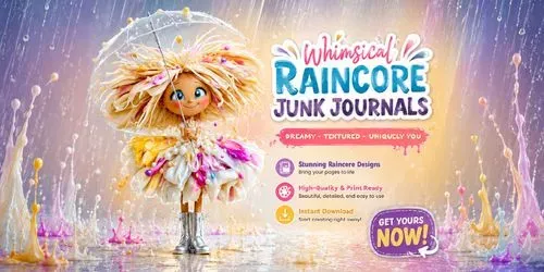 Whimsical Raincore Junk Journals generated by midjourney