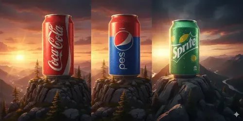 Colossal Drink Can Mountain Scene Views generated by gemini-image