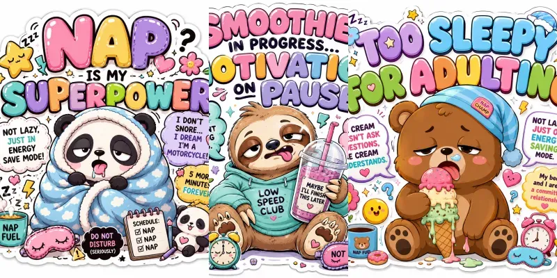 Cute Kawaii Mood Sticker Posters generated by undefined