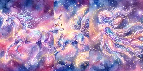 Dreamy Cosmic Crystal Creatures generated by gemini-image