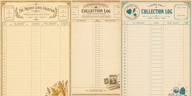 Collection Log Junk Journal Pages generated by undefined