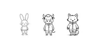 Minimal Handdrawn Animals flux prompt mini thumbnail