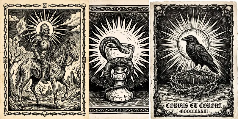 Gothic Woodcut Linocut Art Packs generated by undefined