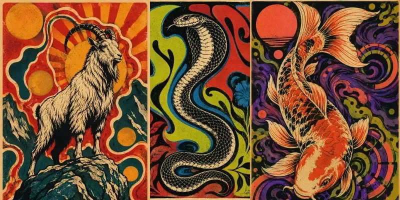 Psychedelic Retro Creature Prints generated by undefined