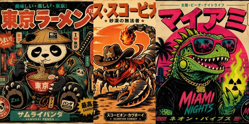 Retro Neotourist Monster Posters generated by undefined