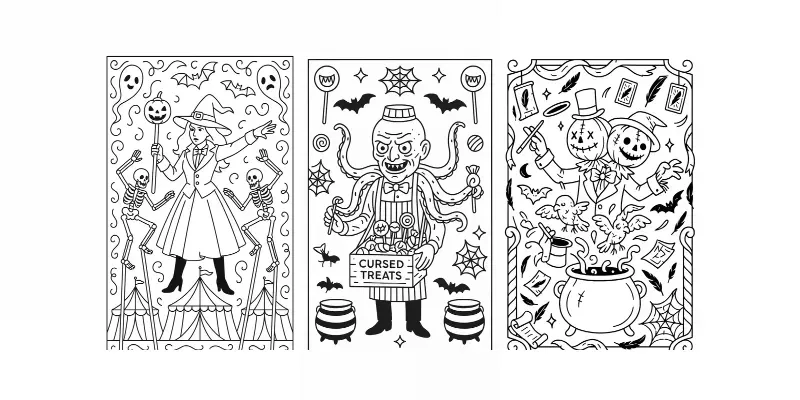 Carnival Halloween Coloring Book Pages generated by undefined