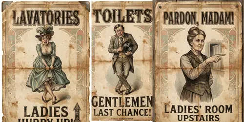 Victorian Toilet Directional Parodies generated by gemini-image