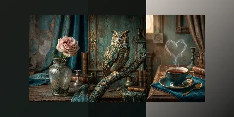 Antique Teal Gold Patinas generated by undefined