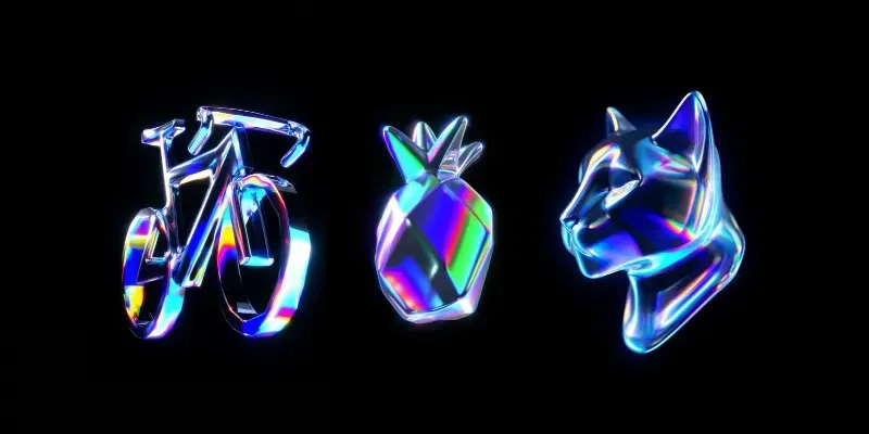3D Holographic Chrome Objects generated by undefined