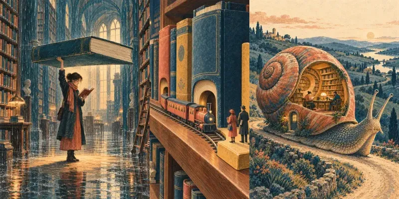 Surreal Bookish Dreamscape Art Prints