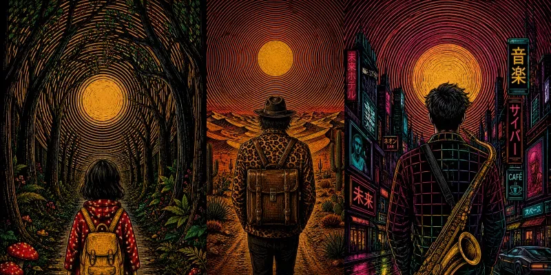 Vibrant Linocut Poster Graphic Creators generated by undefined