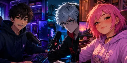 Anime Gamer Streamer Setups generated by chatgpt-image