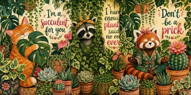 Plant Mom Animal Illustration Art Prints generated by undefined