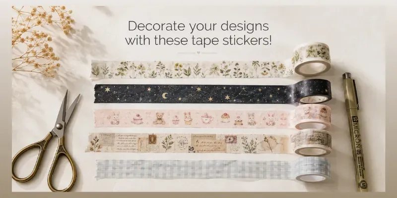 Decorative Isolated Paper Tape Stickers generated by undefined