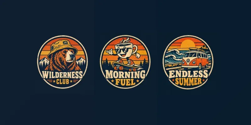 Retro Vintage Mascot Badges