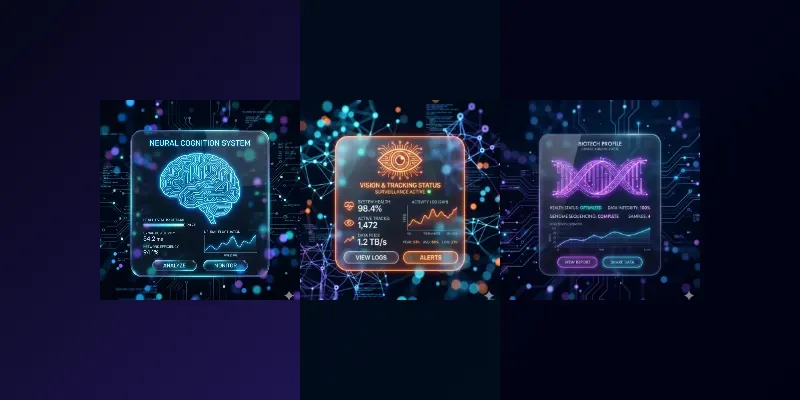 Futuristic Glassmorph UI Cards generated by undefined