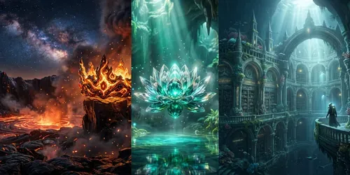 Elemental Prophecies Divine Fantasy Art generated by gemini-image