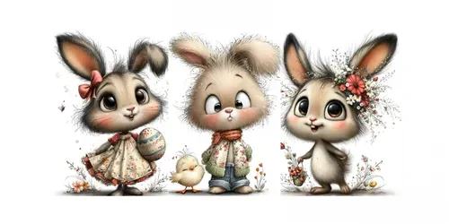 Cute Easter Bunny Watercolors generated by midjourney