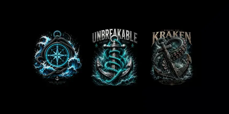 Nautical Streetwear Anchor Tshirts generated by undefined