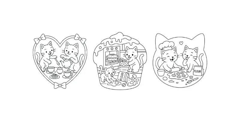 Naughty Cats Coloring Book Pages generated by undefined