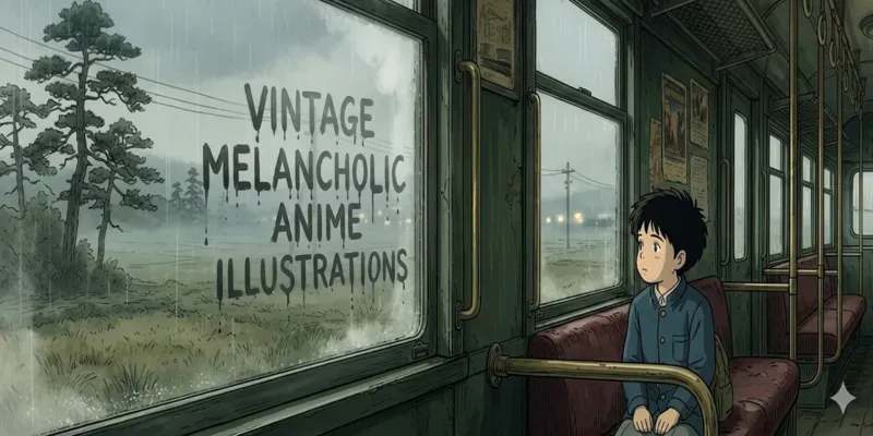Vintage Melancholic Anime Illustrations generated by undefined