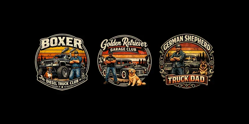 Retro Vintage Dog Dad Garage Clubs generated by undefined